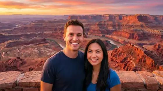 AI-generated travel challenge thumbnail, made with Thumbo