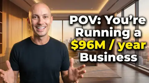 AI-generated POV business thumbnail about running a $96M a year company, made with Thumbo