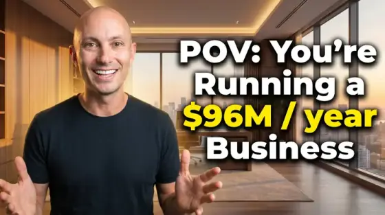 AI-generated POV business thumbnail about running a $96M a year company, made with Thumbo