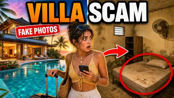 AI-generated property thumbnail about a villa that did not match its listing photos, made with Thumbo