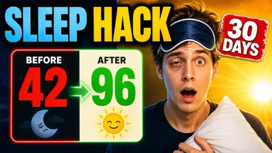 16:9 AI cover about a 30-day sleep hack made with Thumbo; Shorts mode renders the same style in 9:16