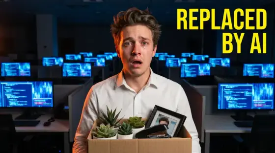 AI-generated tech news thumbnail about AI agents replacing a team, made with Thumbo