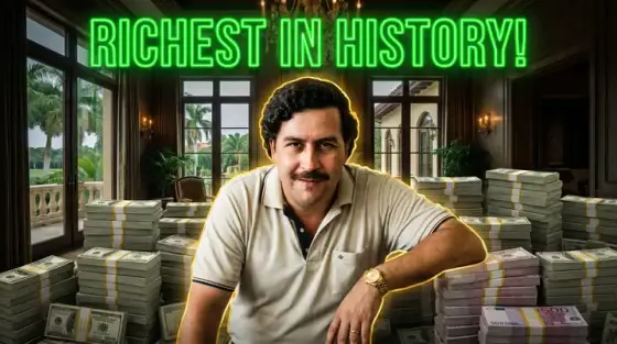 AI-generated crime-story thumbnail with stacks of cash, made with Thumbo