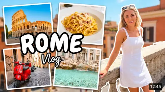 AI-generated Rome travel vlog thumbnail, made with Thumbo